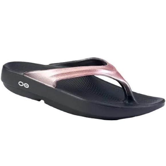 OOFOS Shoes - OOFOS Oolala Luxe Rose Sparkle Sandals